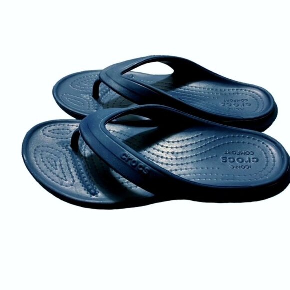 Crocs Classic Navy Flip Flop J1 - Picture 1 of 7